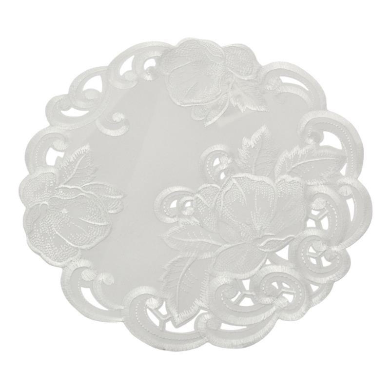 Serwetka haftowana 30cm okrągła biała A534