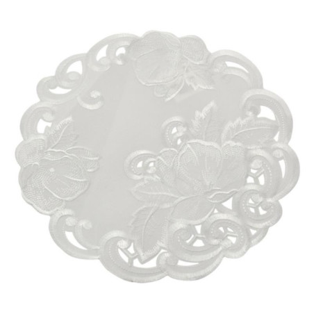 Serwetka haftowana 30cm okrągła biała A534