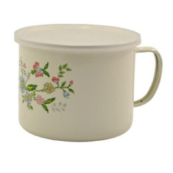 Kubek emalia 14cm 1,5L z pokrywką Kwiaty 2