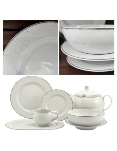 Serwis obiadowy Waza WA-159 Santi platyna 42 elementy