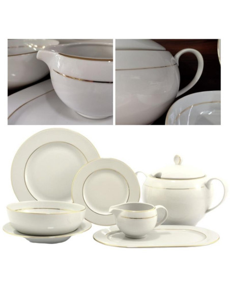 Serwis obiadowy Waza WA-08z Złoty pasek 42 elementy