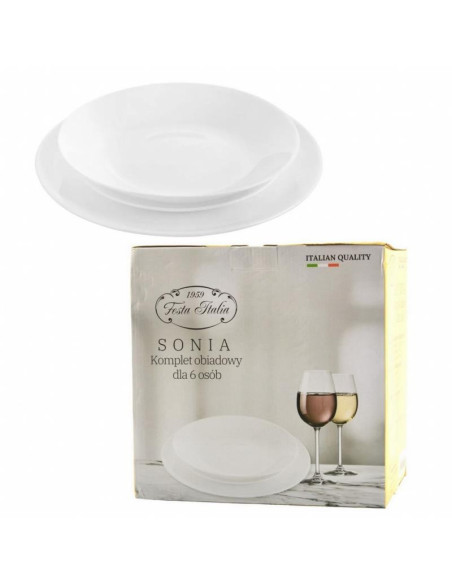 Serwis obiadowy 18 elementów Sonia biały Festa Italia