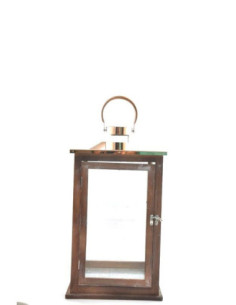 Lampion drewno/szkło Latarnia 46cm