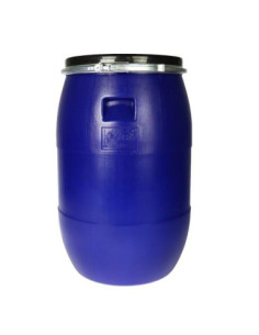 Beczka plastikowa 120L z obejmą metalową niebieska