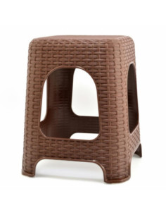 Taboret plastikowy 45cm Ratan brąz