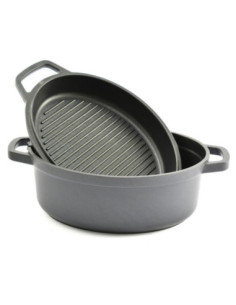 Garnek aluminiowy + patelnia grillowa 26cm MR-4126