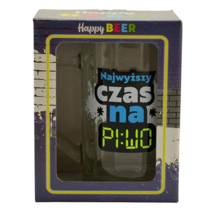Kufel szklany 500ml Dzień Chłopaka "Najwyższy czas na piwo"