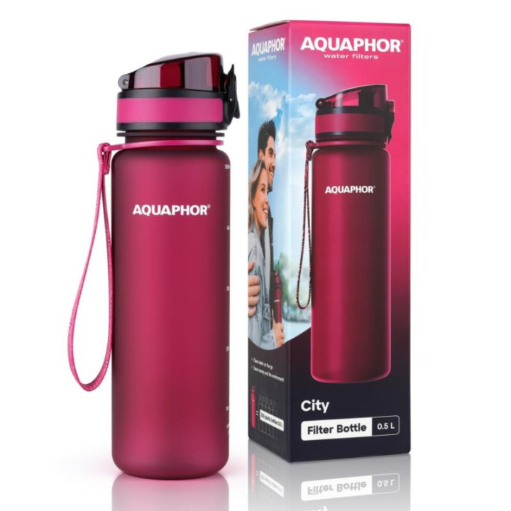 Butelka filtrująca Aquaphor City 0,5L bordowa