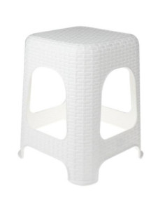Taboret plastikowy 45cm Ratan biały
