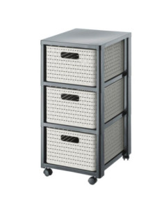 Regał 3 szuflady rattan Country antracyt/cappucino