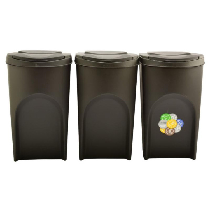 Kosze na śmieci 3x35L Sorti box czarny IKWB35S3-S411