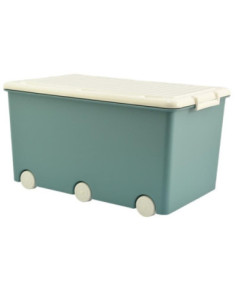Pojemnik na zabawki na kółkach turkusowy/biały 60L PW-001-165