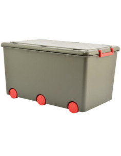 Pojemnik na zabawki na kółkach grafitowy/czerwony 60L PW-001-163-C