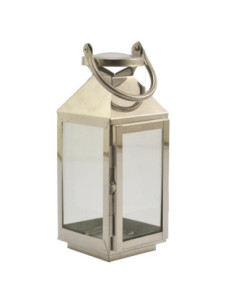 Lampion metal/szkło Latarnia 25cm srebrny CC6638-S