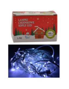Lampki choinkowe sople 100 LED białe zimne