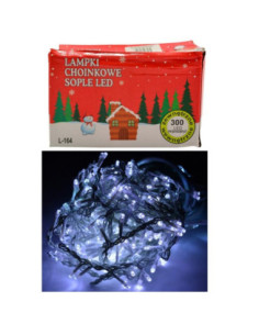 Lampki choinkowe sople 300 LED białe zimne