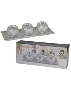 Świeczniki 3szt na podstawce 17B012S srebny