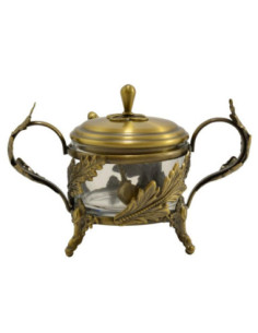 Cukiernica plater/złoty/szkło 466-8357 z łyżeczką