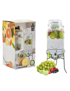 Słój z kranikiem 4L na stojaku 2010 pokrywa szklana