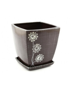 Doniczka ceramiczna z podstawką Ambra 21x25cm mix