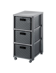 Regał 3 szuflady rattan Country antracyt