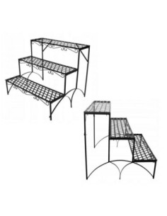 Kwietnik metalowy 3 półki czarny 70x60x60cm 9567