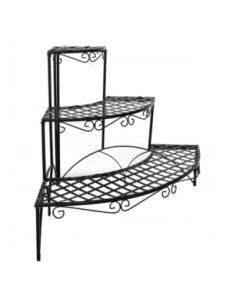 Kwietnik metalowy 3 półki czarny narożny 60x60x60cm 9550