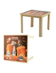 Stolik plastikowy 50x50x40cm dla dzieci z motywem Fiore latte