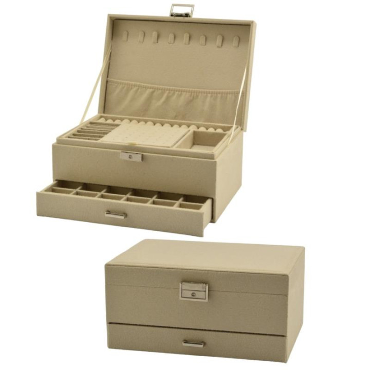 Szkatułka skórzana 24x17x11cm ecru