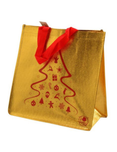 Torba na zakupy PP Choinka złota świąteczna 34x34x18cm
