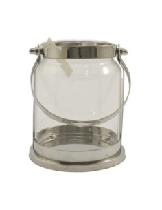 Lampion metal/szkło 15x12cm srebrny