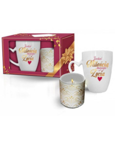 Kubek ceramiczny 350ml +świeczka Walentynki Jesteś miłością mojego życia