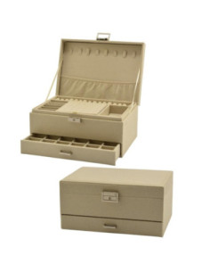 Szkatułka skórzana 24x17x11cm ecru