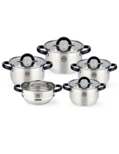 Garnki  9 elementów MG Home Black 7105023208 nierdzewne 2