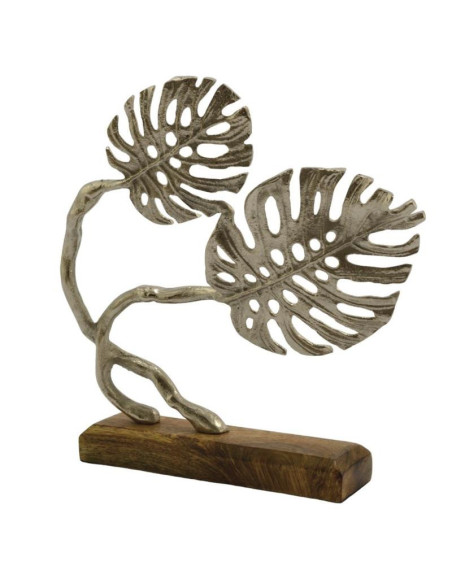 Figurka Liście Monstery srebrny 24x22x5,5cm GN12-09000