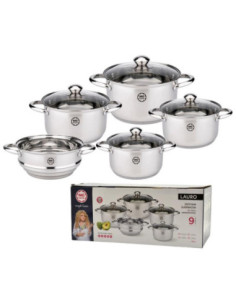 Garnki  9 elementów MG Home Lauro nierdzewne 2