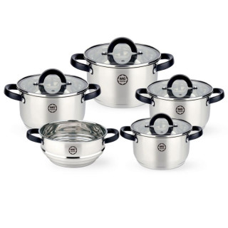 Garnki  9 elementów MG Home Black 7105023208 nierdzewne