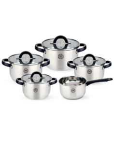 Garnki  9 elementów MG Home Black nierdzewne 2