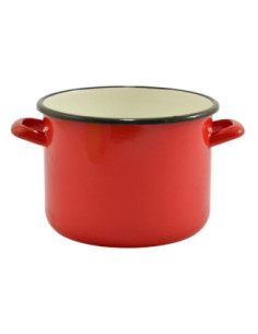 Garnek emalia 20cm wysoki czerwony 2