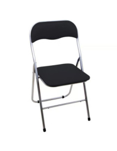 Krzesełko składane na stelażu stalowym czarne/srebrne 2