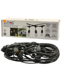 Girlanda ogrodowa czarna 15mb 15 oprawek E27 VT-713 2