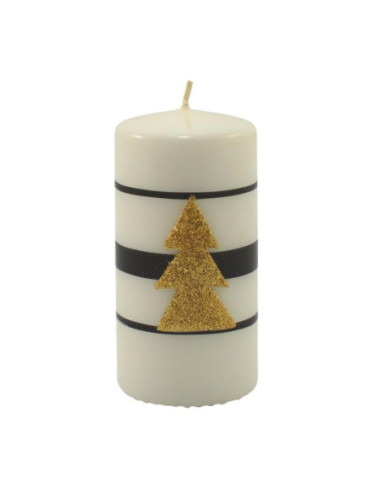 Świeca bożonarodzeniowa Walec 12cm choinka biała 4864