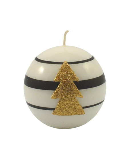 Świeca bożonarodzeniowa Kula 8cm Choinka biała 5151