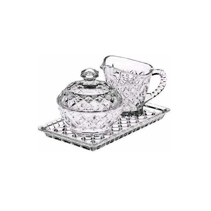 Cukiernica + mlecznik szklana 3 elementy