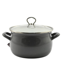 Garnek emalia 24cm 6,5L z pokrywką Helena szary 2