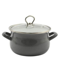 Garnek emalia 18cm 3L z pokrywką Helena szary 2