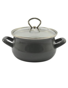 Garnek emalia 16cm 1,9L z pokrywką Helena szary 2