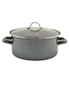 Garnek emalia 24cm 3,7L Metallic czarny z pokrywką 2