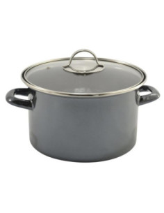 Garnek emalia 22cm 3,7L Metallic czarny z pokrywką 2