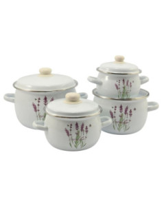 Garnki emalia 8 elementów Lawenda 2